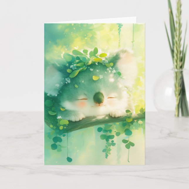 Tarjeta Koala Feliz en Paraíso Frondoso (Anverso)