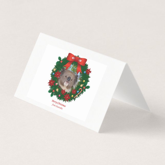 Tarjeta Koala Feliz Navidad desde Australia (Anverso)