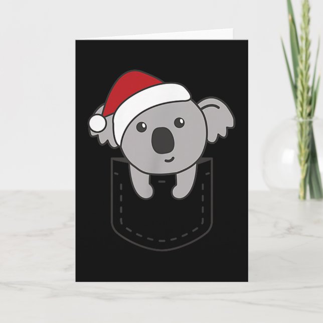 Tarjeta Koala In Cket Christmas Cute Koala In Breast Cket  (Anverso)