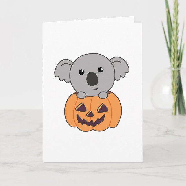 Tarjeta Koala, Naranja de calabaza, Koalas Halloween Bärch (Anverso)