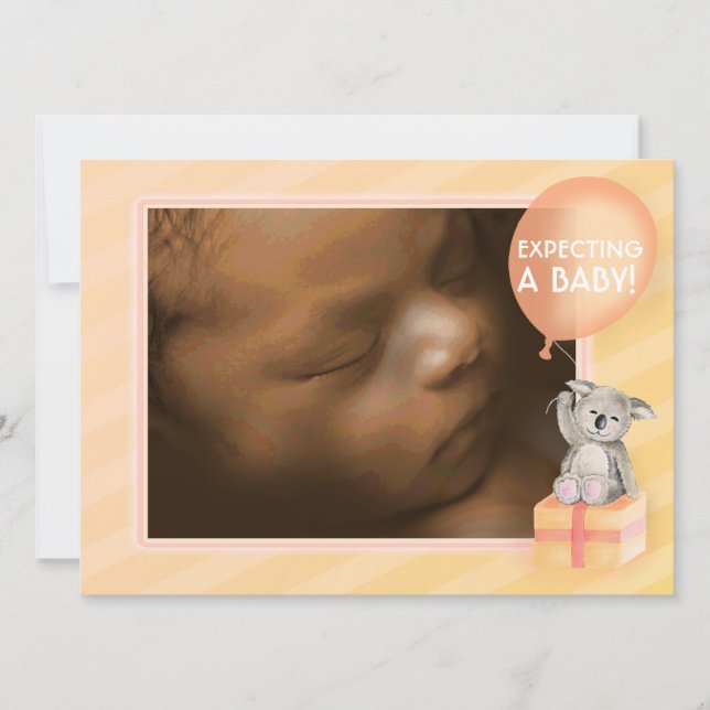 Tarjeta koala naranja de Invitación de embarazo (Anverso)