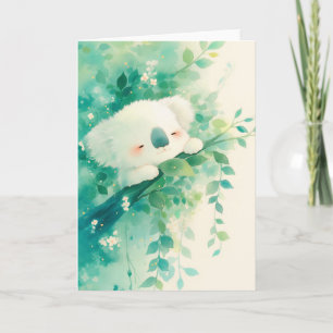 Tarjeta Koala Soñador Entre Hojas Esmeralda