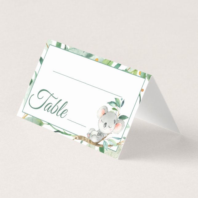 Tarjeta Koala y deja número de tabla de cumpleaños de Baby (Anverso)