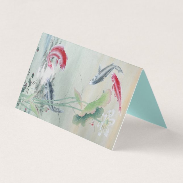 Tarjeta Koi Fish con Lotus (Anverso)