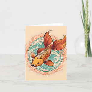 Tarjeta Koi Fish Study A Folding Greeting Card