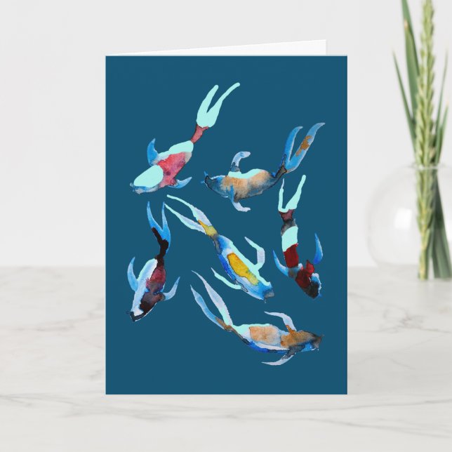 Tarjeta Koi Fish watercolor (Anverso)