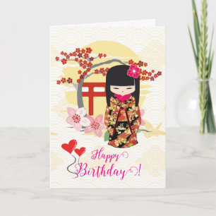 Tarjeta Kokeshi Doll Happy Birday Card