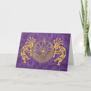 Tarjeta KOKOPELLI/HOMBRE EN el oro del LABERINTO + sus