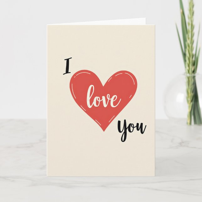 Tarjeta Kraft Corazón Rojo Te Amo (Anverso)