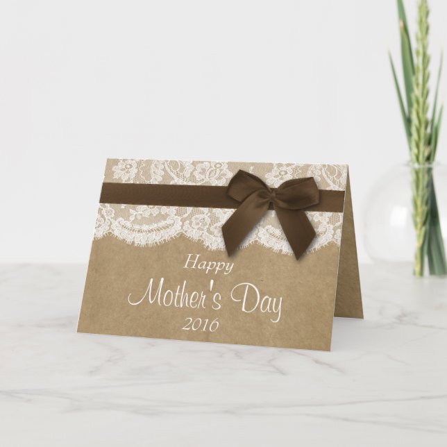 Tarjeta Kraft, Lace y Brown se amargan del feliz día de la (Anverso)