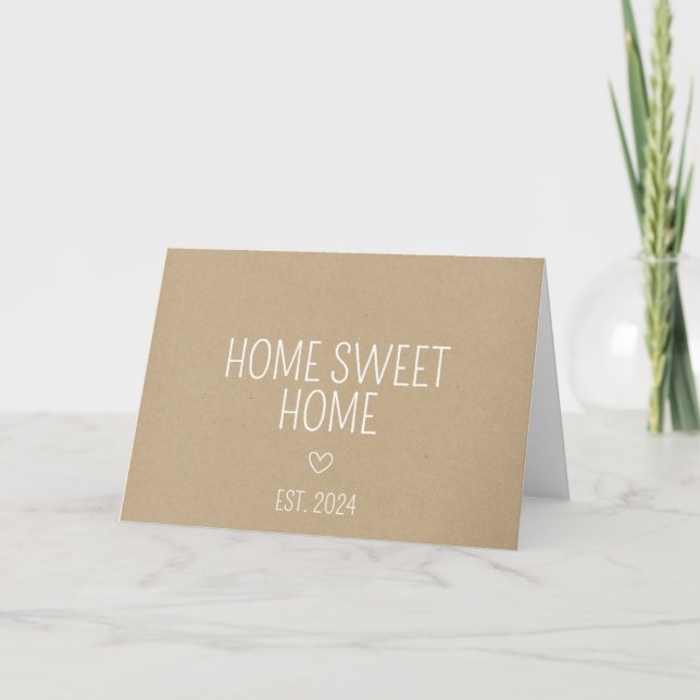 Tarjeta Kraft Paper Hogar Dulce Hogar Nuevo Propietario (Anverso)