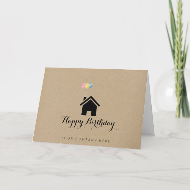 Tarjeta Kraft Paper Real Estate Happy Birday Realtor (Anverso)