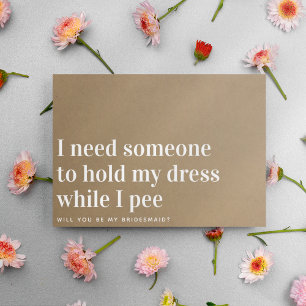 Tarjeta Kraft Sostenía Mi Vestido Funny Propuesta De La No