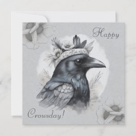 Tarjeta Krähe Crow Rabe Portrait Blumen Karte Grußkarte