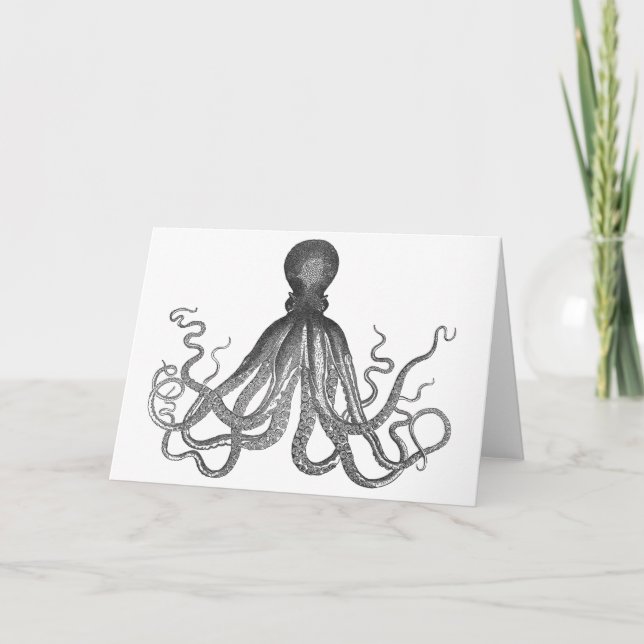 Tarjeta Kraken - pulpo gigante negro/Cthulu (Anverso)