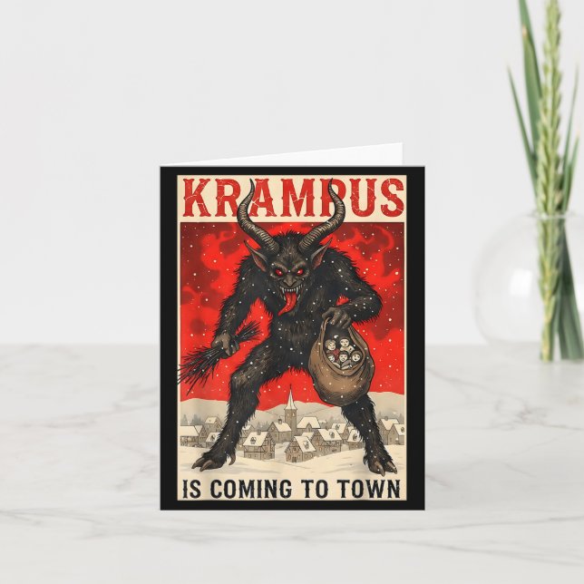 Tarjeta Krampus Is Coming To Town Christmas Horror Holiday (Anverso)