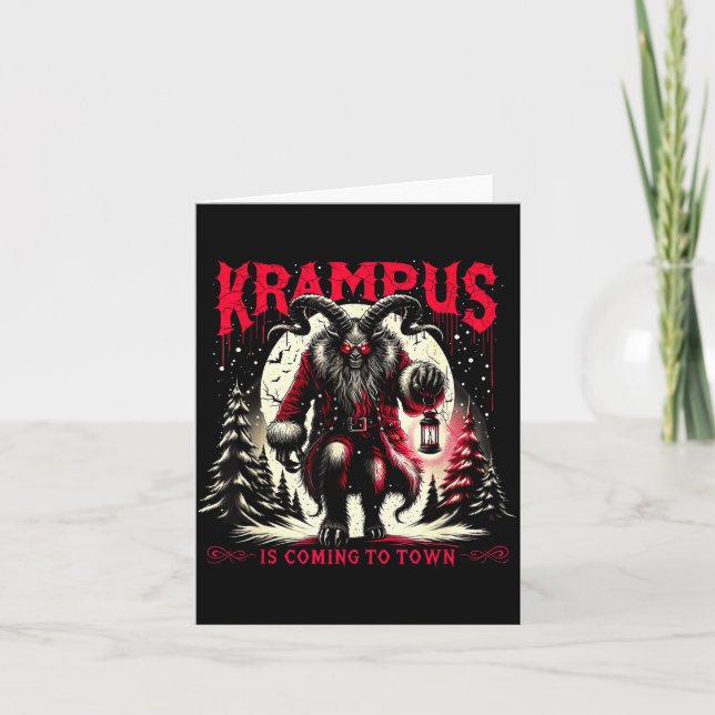 Tarjeta Krampus Is Coming To Town Dark Christmas Horror Xm (Anverso)