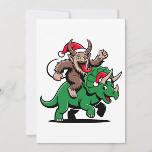 Tarjeta Krampus montando un dinosaurio Santa Navidad Malva
