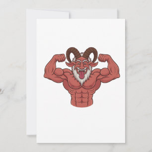 Tarjeta Krampus Navideño Malvado Flexionando Músculos Fitn