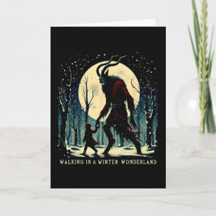 Tarjeta Krampus Oscuro Paseo Vacaciones De Invierno En Un 