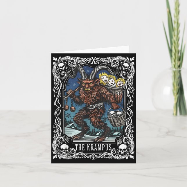 Tarjeta Krampus Tarot Card Design Christmas Season Evil Pa (Anverso)