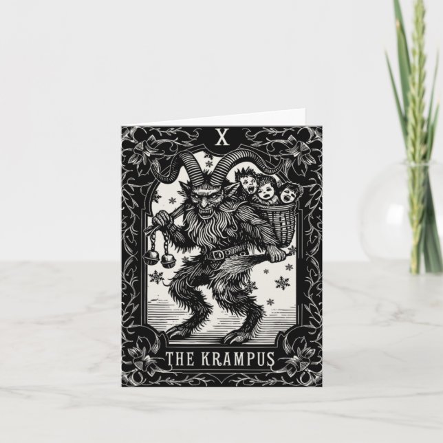 Tarjeta Krampus Tarot Card Design Christmas Season Evil Pa (Anverso)