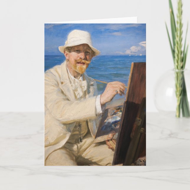 Tarjeta Kroyer - autorretrato en la playa de Skagen (Anverso)