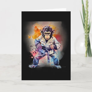 Tarjeta Kung Fu Mono Acuarela Kickboxing Mma Amante del Mo