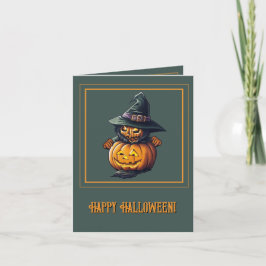 Tarjeta Kürbishexe im Katzenkostüm - 