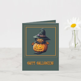 Tarjeta Kürbishexe im Katzenkostüm - 