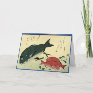 Tarjeta Kurodai y Akadai - Impresión japonesa de peces de 