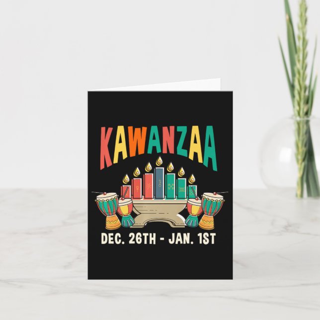 Tarjeta Kwanzaa 26 dic. - 1 ene. velas Kinara Pan Af (Anverso)
