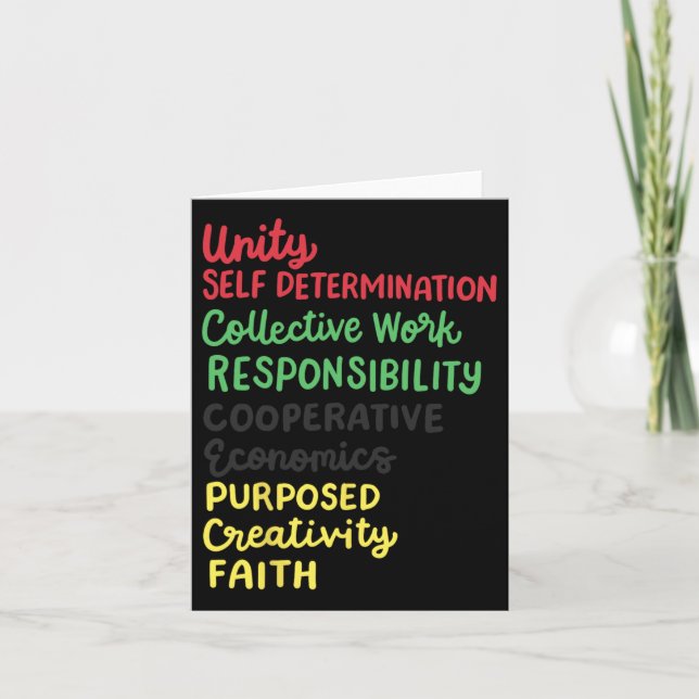 Tarjeta Kwanzaa 7 Principios Orgullo Negro Americano Afric (Anverso)