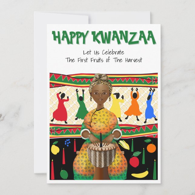 Tarjeta Kwanzaa Fiesta Afroamericana (Anverso)