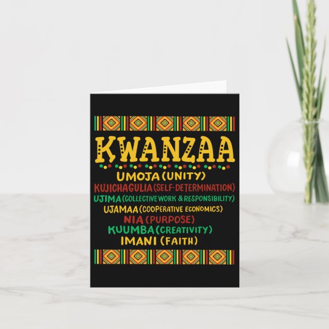 Tarjeta Kwanzaa Navidades afroamericanos 7 Principios para (Anverso)