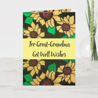 Tarjeta La abuela se pone bien con los girasoles amarillos