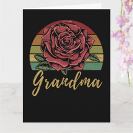 Tarjeta La abuelita de la rosa roja retro angustiada