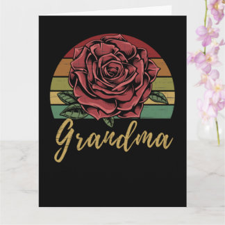 Tarjeta La abuelita de la rosa roja retro angustiada