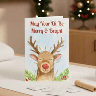 Tarjeta La Acupuntura de Navidad Que Tu Qi Sea Alegre