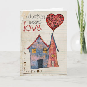 Tarjeta la adopción significa amor