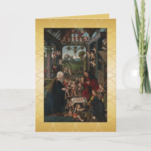 Tarjeta La adoración de la fiesta infantil de Cristo (Anverso)
