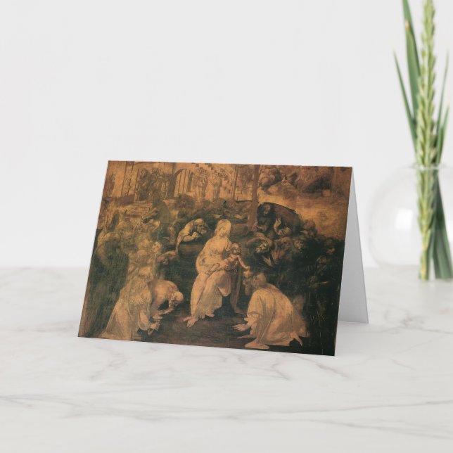 Tarjeta La adoración de los magos de Leonardo da Vinci (Anverso)