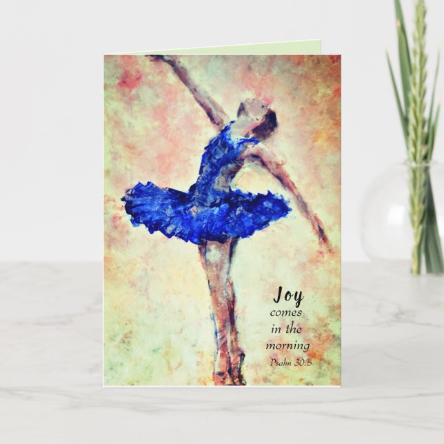 Tarjeta La alegría llega en la escritura matutina (Anverso)