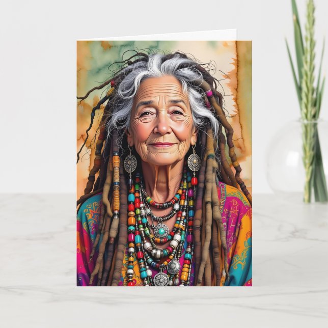 Tarjeta La anciana de Guay encerró a mujer hippie cumpleañ (Anverso)