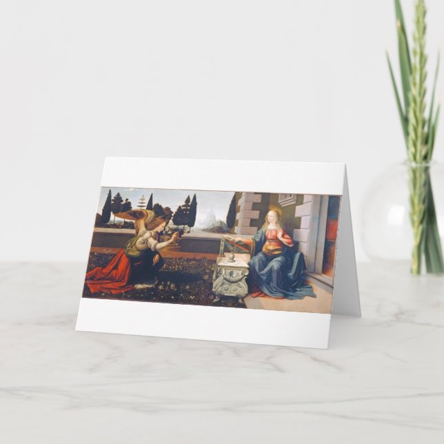 Tarjeta La Anunciación, Leonardo da Vinci, 1472-1473 (Anverso)