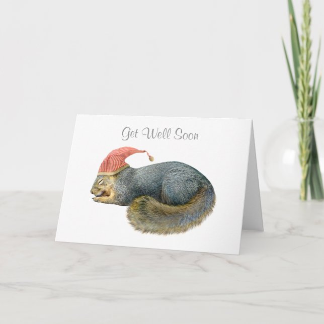 Tarjeta La ardilla durmiente consigue una buena carta (Anverso)