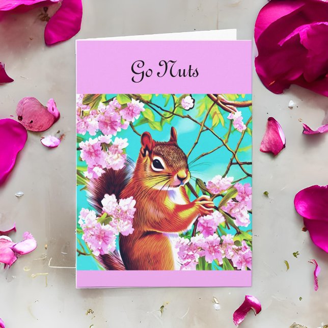 Tarjeta La ardilla Sakura en el árbol de cerezos va nueces (Subido por el creador)