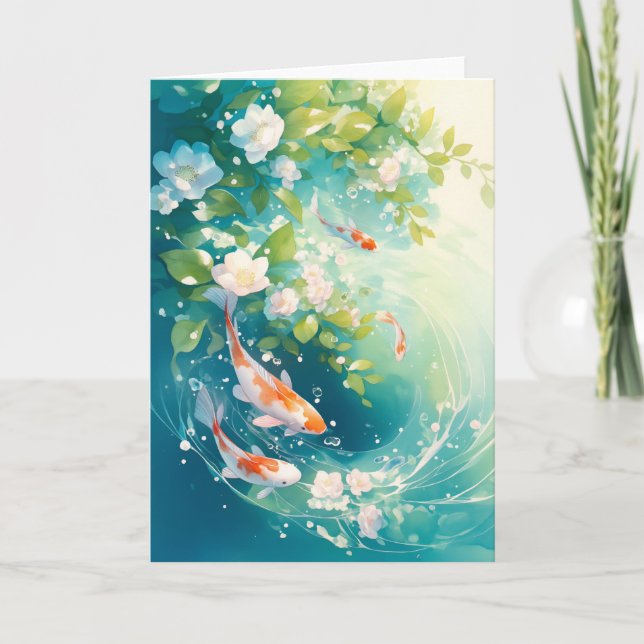 Tarjeta La armonía brillante Koi en un estanque tranquilo (Anverso)