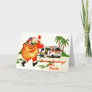 Tarjeta La autocaravana de Navidad de Papá Noel