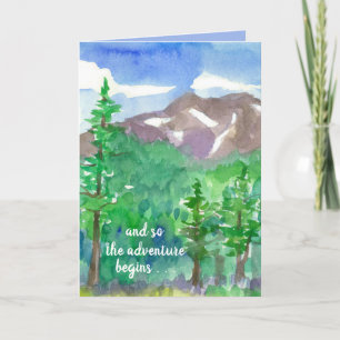 Tarjeta La aventura comienza las montañas felices del